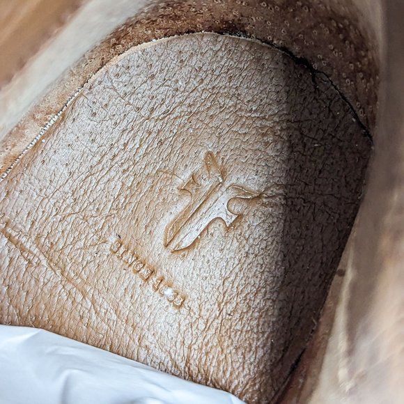 Frye Women Melissa Button Inside Zip Leather Stone Grey Riding Boots size 6 - Picture 6 of 12